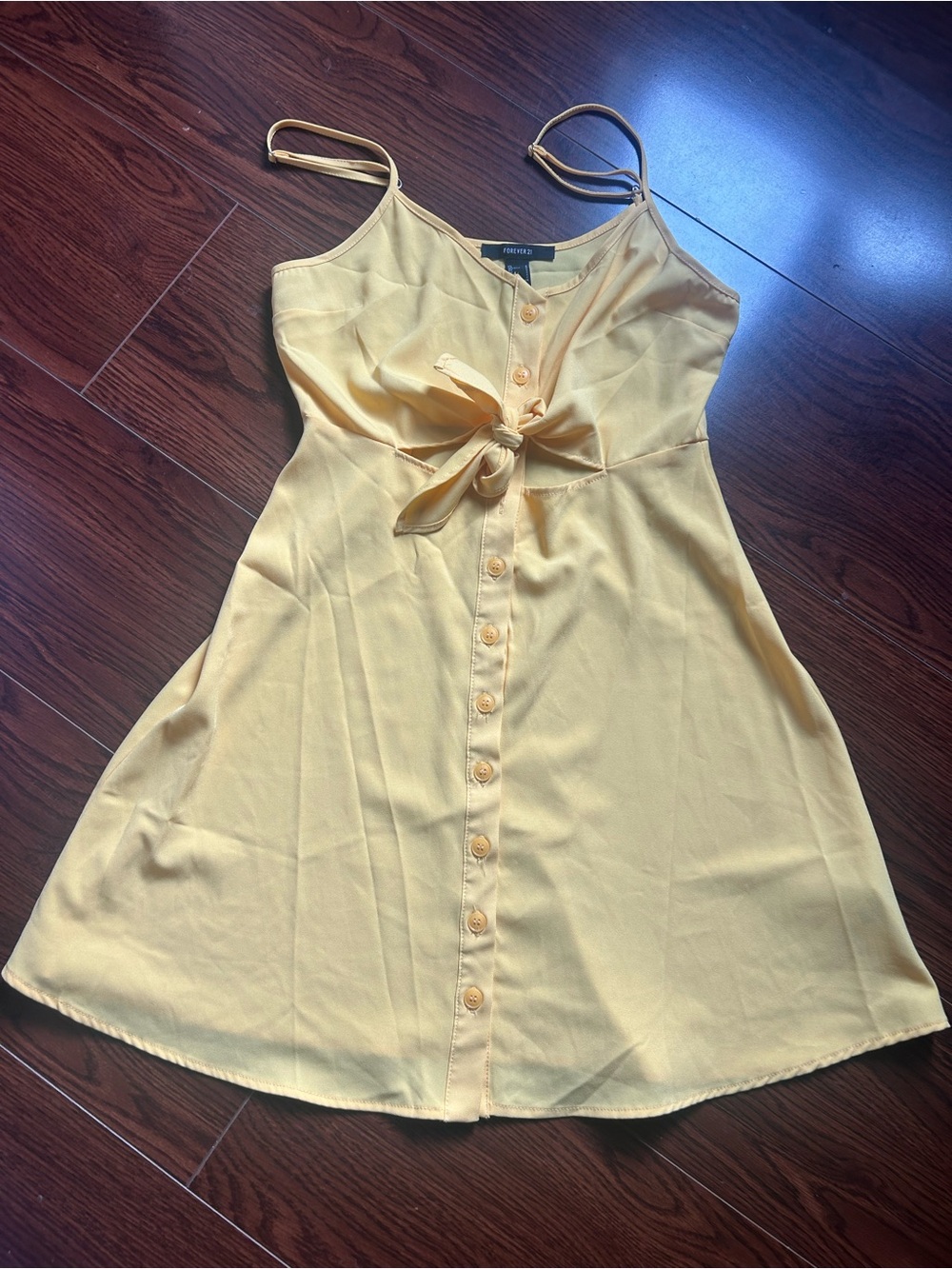 Forever 21 Pale Yellow Tie-Front Mini Dress